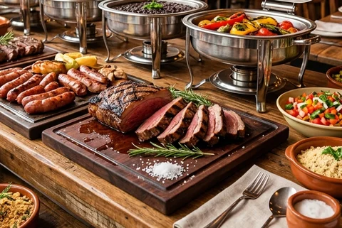 Jantar e buffet quente servidos com excelência