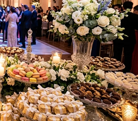 Bolo de casamento e bem-casados finos