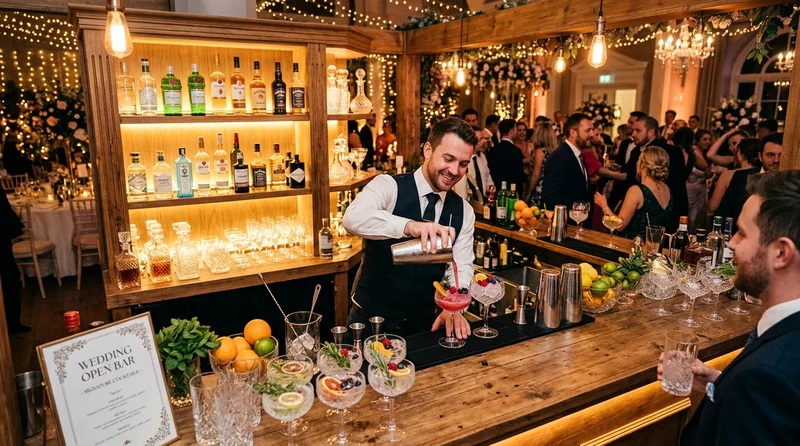 Coquetel preparado pelo bartender no bar da festa