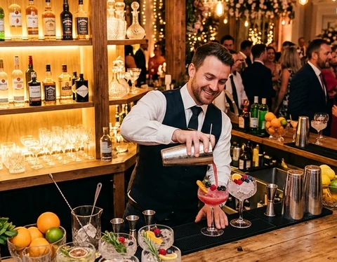 Barman preparando coquetéis artesanais
